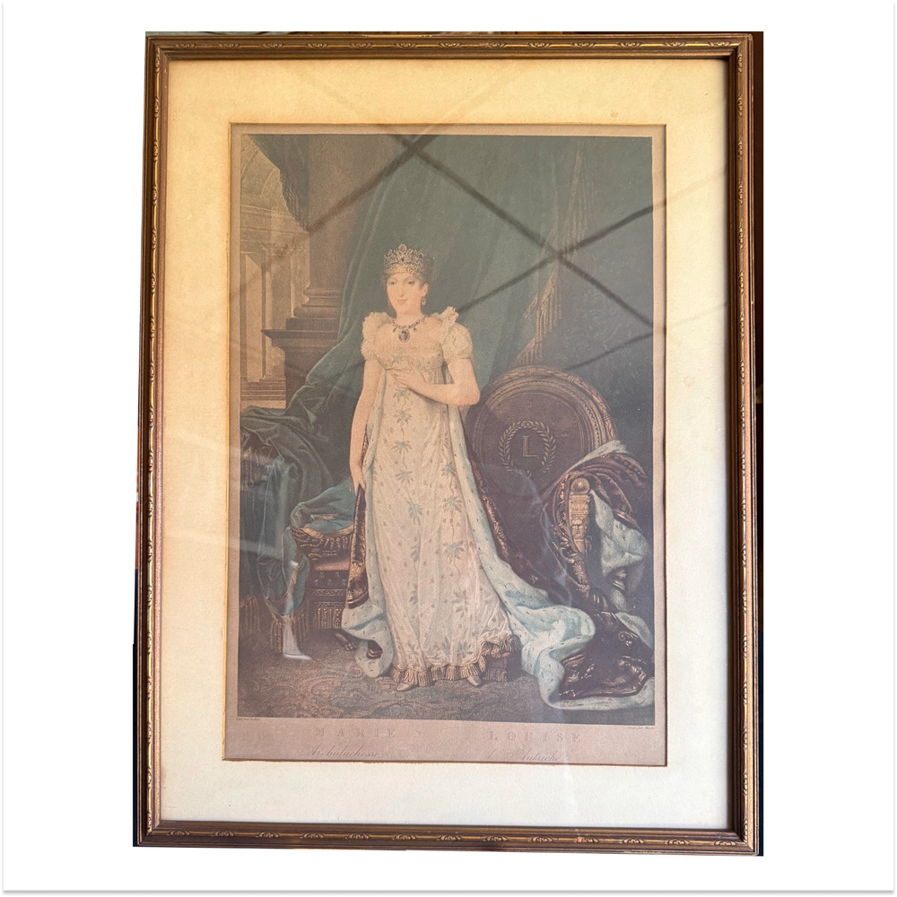 Antique Marie Louise Portrait Print Isabey Peint Mécou Gravé Napoleon Era Frame